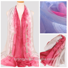 Neue Ankunft Farbe Farbverlauf Clip Kabel Schal Baumwolle Nylon Blume Design ombre Schal Großhandel China
